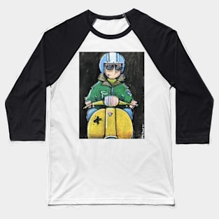 Retro Scooter, Classic Scooter, Scooterist, Scootering, Scooter Rider, Mod Art Baseball T-Shirt